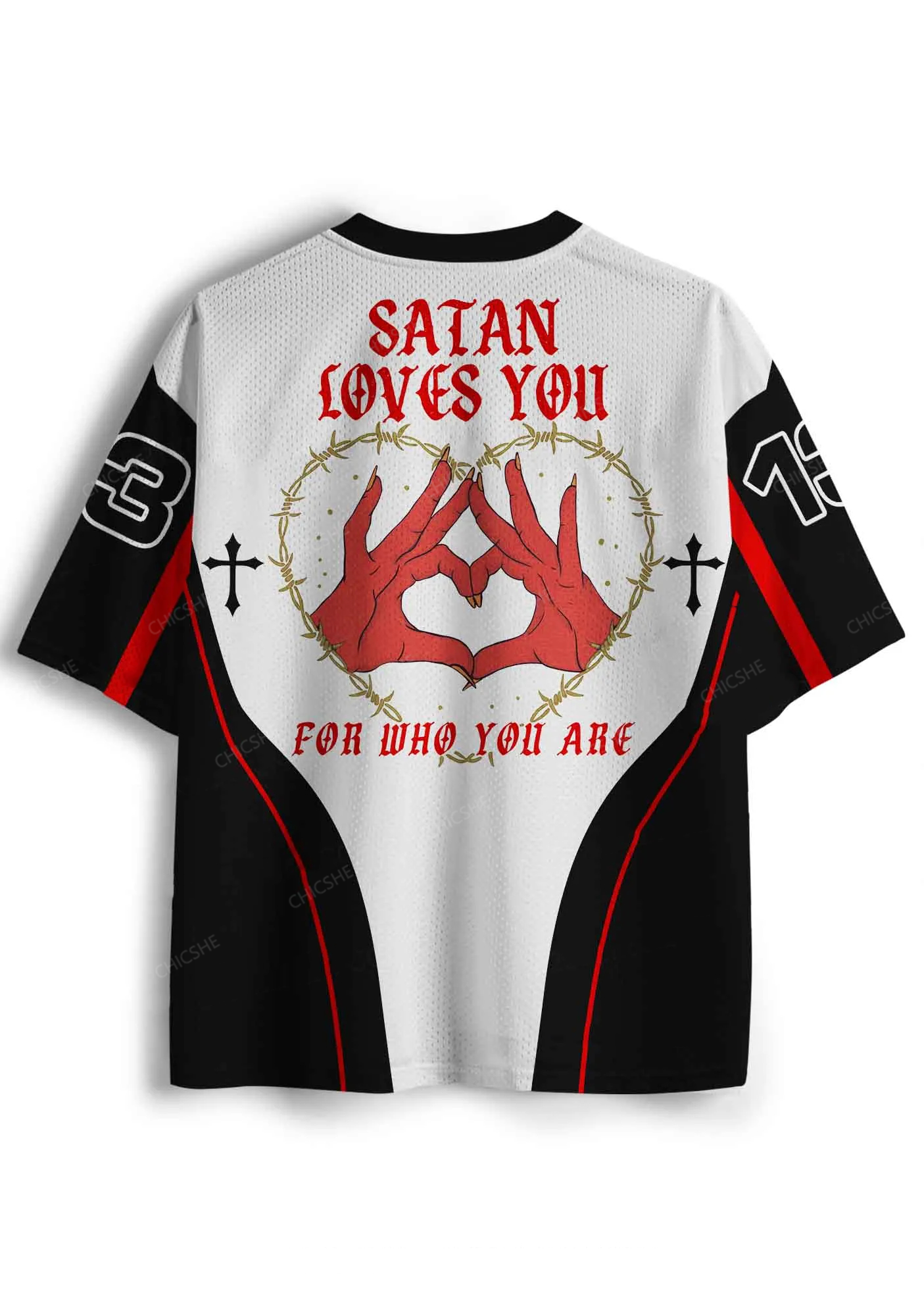 Halloween Custom Satan Loves Y2K Sport Jersey Shirts Chicshe