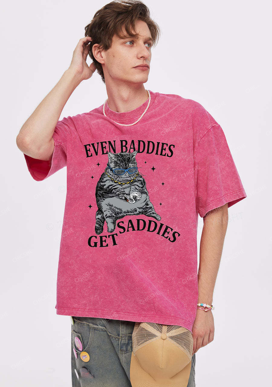 Even Baddies Get Saddies Y2K Washed Tee Chicshe