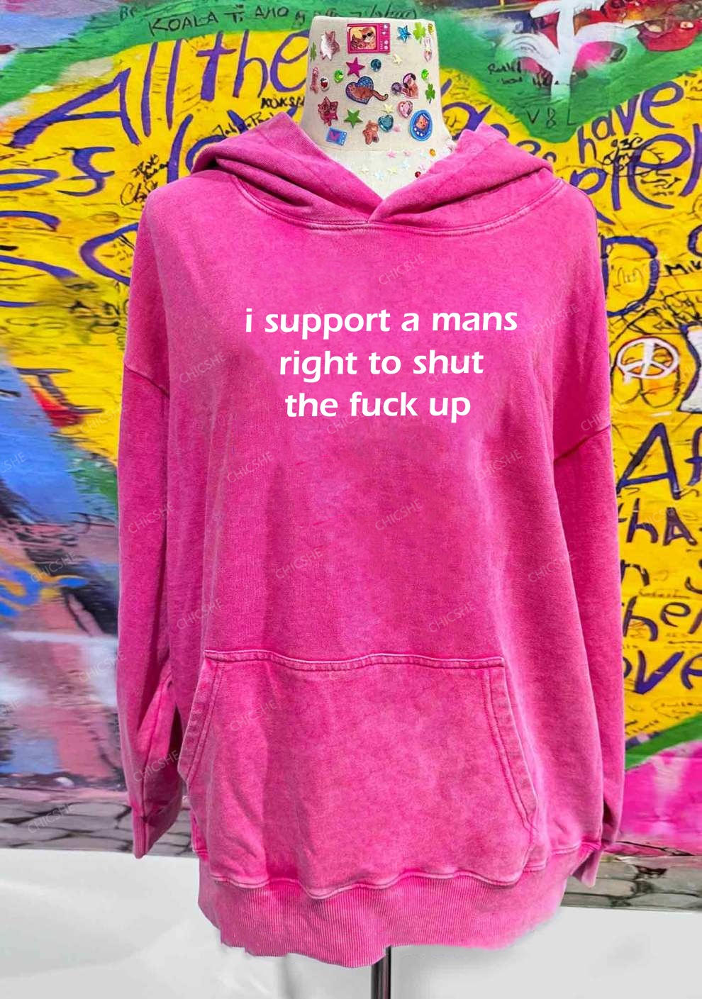 I Support A Mans Right Y2K Washed Hoodie Chicshe
