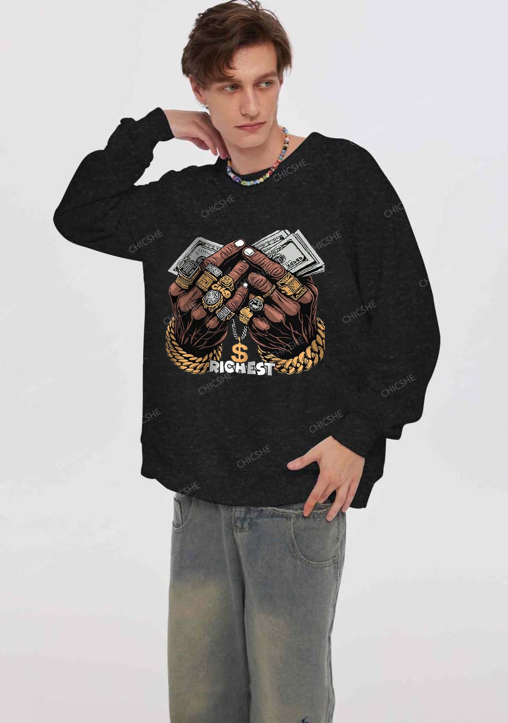 Chicshe Richest Y2K Washed Sweatshirts 