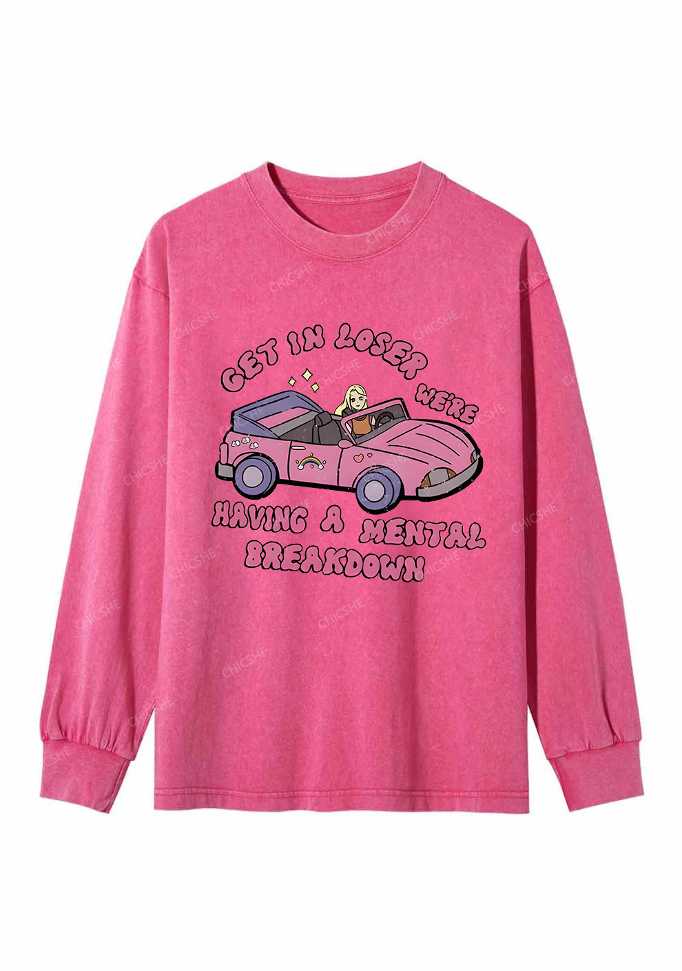 Get In The Car Y2K Washed Long Sleeves Chicshe
