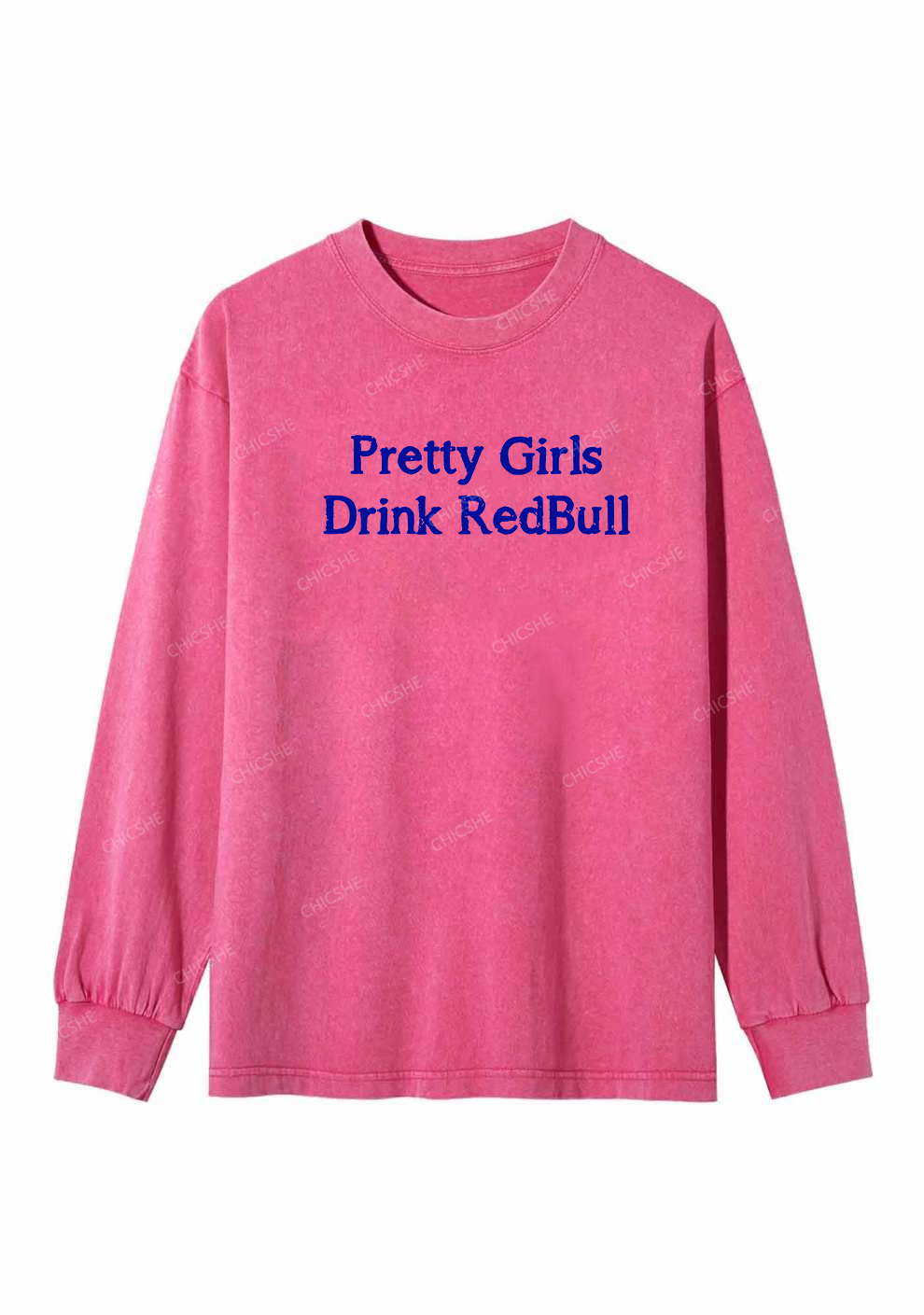 Pretty Girls Drink Redbull Y2K Washed Long Sleeves Chicshe