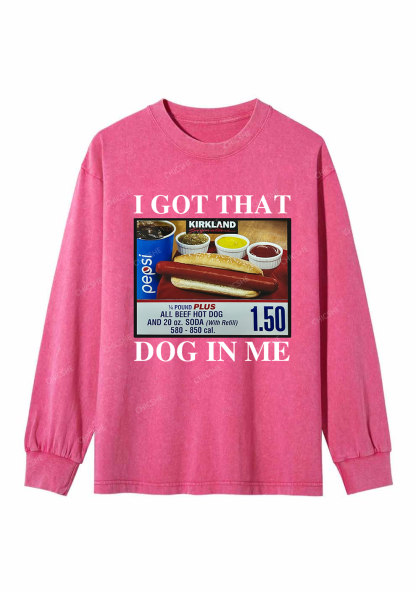 I Got That Hot Dog In Me Y2K Washed Long Sleeves Chicshe
