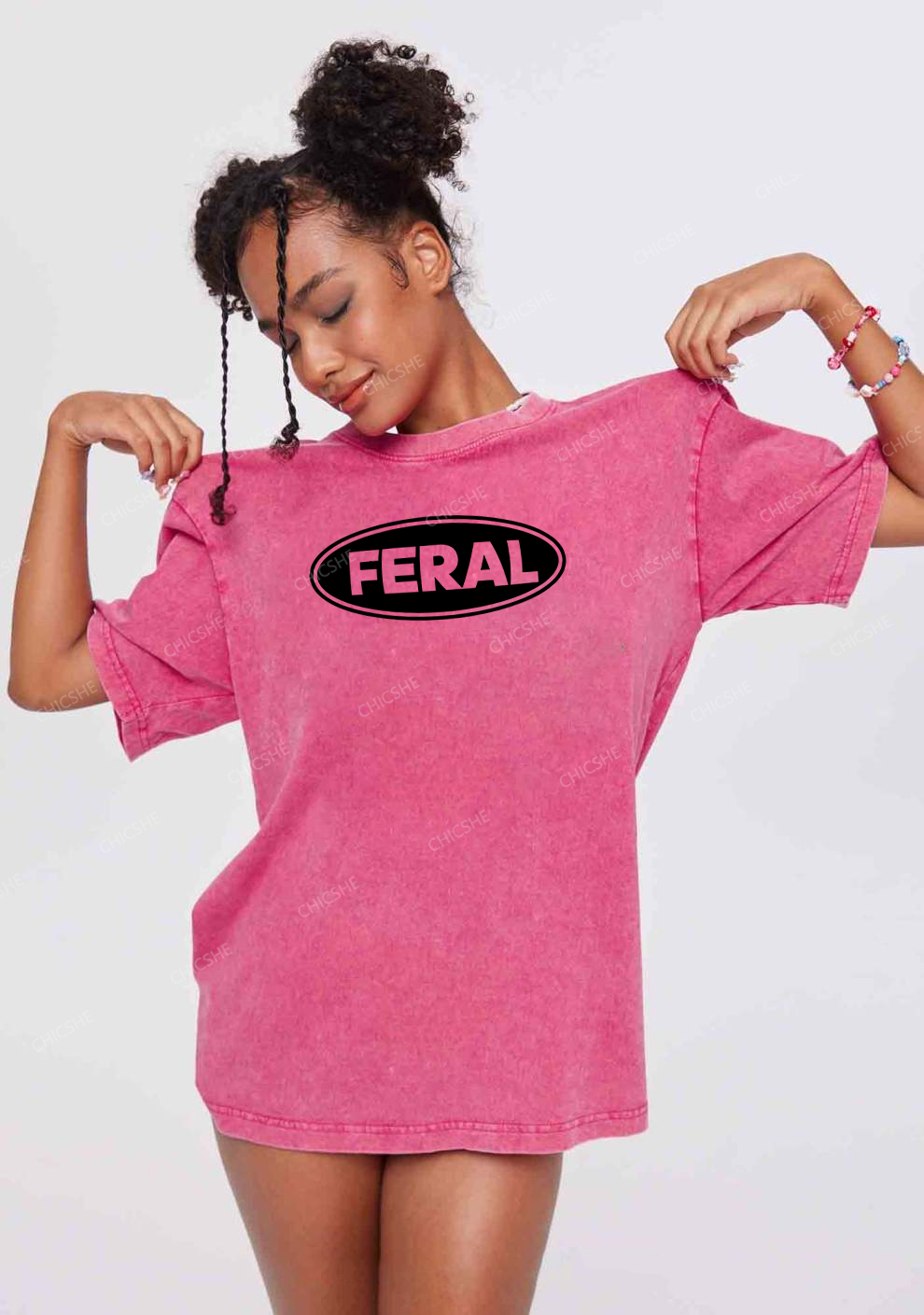 Feral Y2K Shirts Washed Tee Chicshe