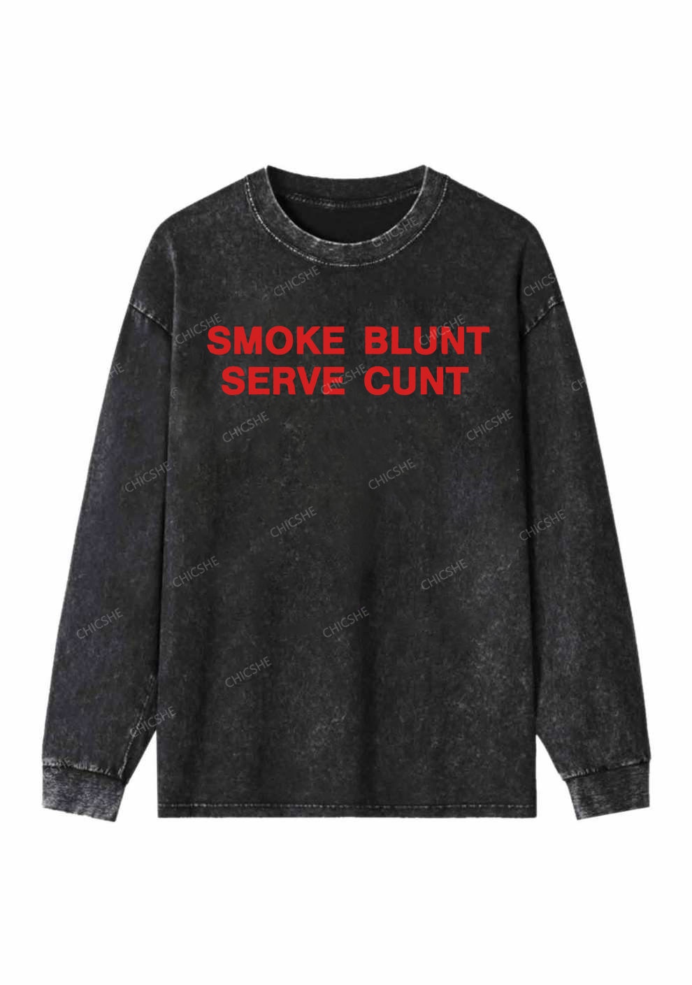 Smoke Blunt Y2K Washed Long Sleeves Chicshe