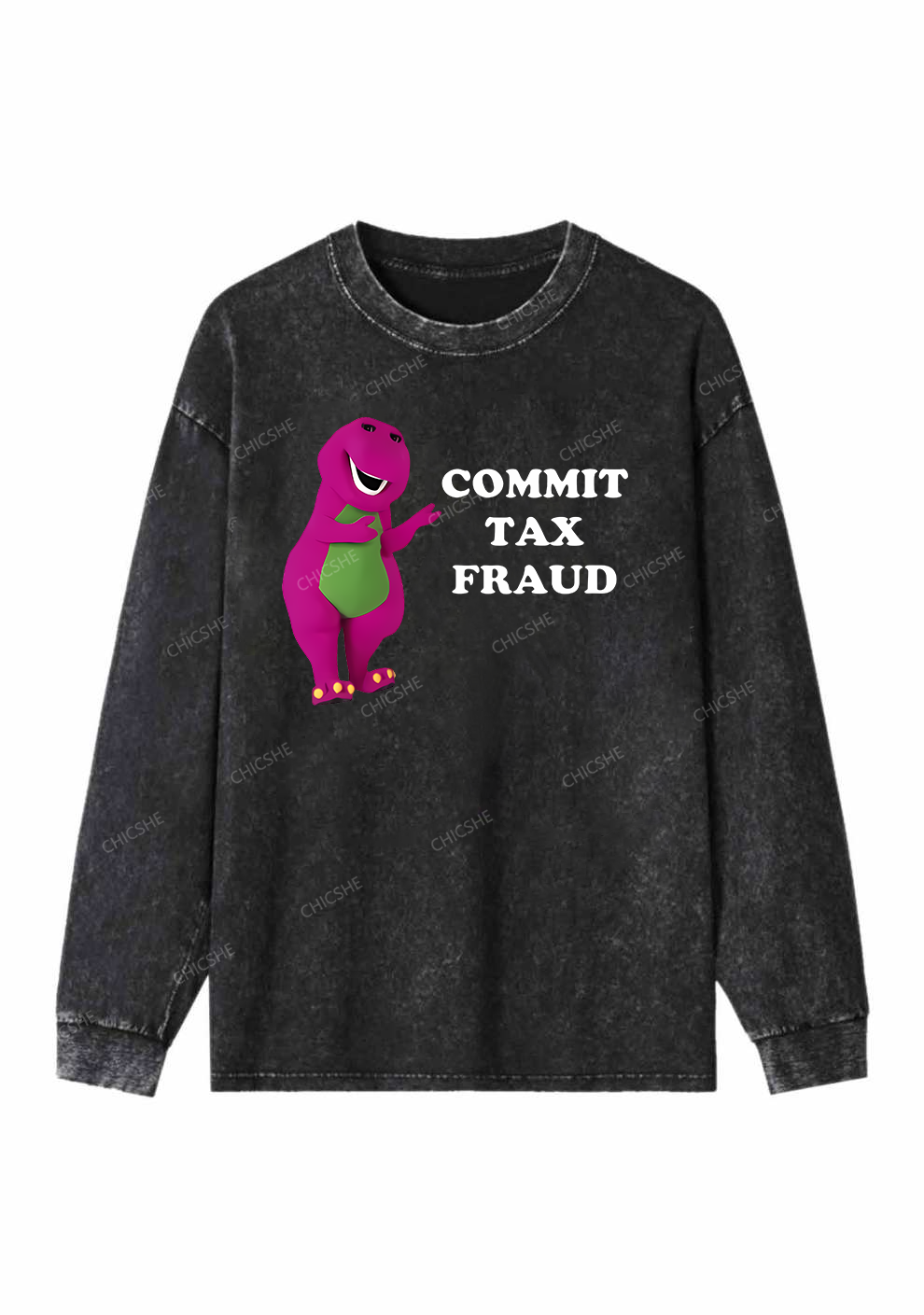 Commit Tax Fraud Y2K Washed Long Sleeves Chicshe