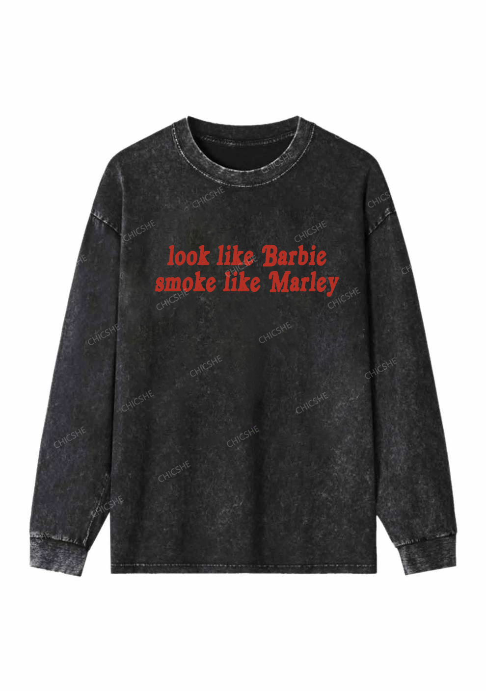 Smoke Like Marley Y2K Washed Long Sleeves Chicshe