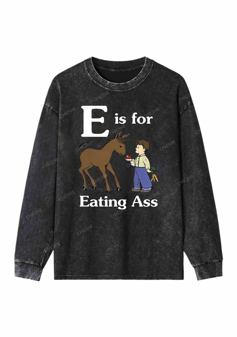 E Is For Eating Axx Y2K Washed Long Sleeves Chicshe