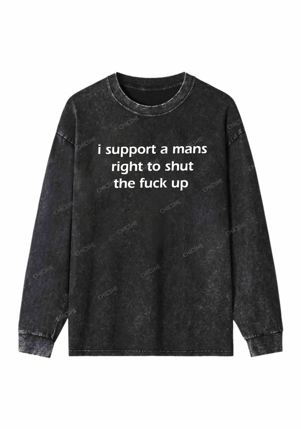I Support A Mans Right Y2K Washed Long Sleeves Chicshe