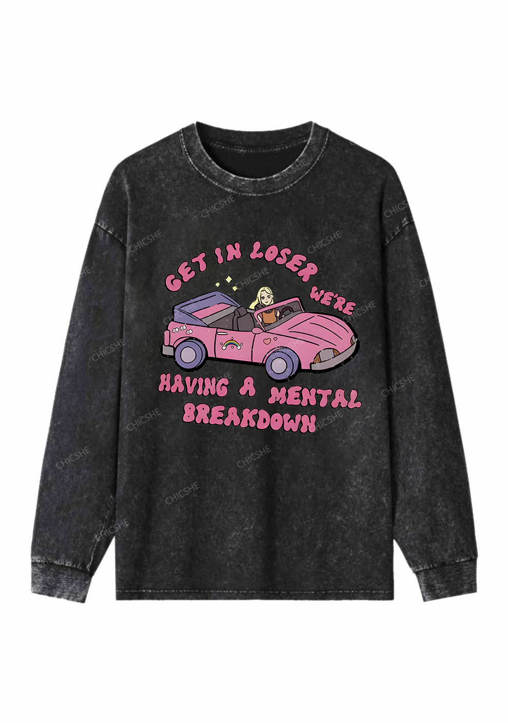 Get In The Car Y2K Washed Long Sleeves Chicshe