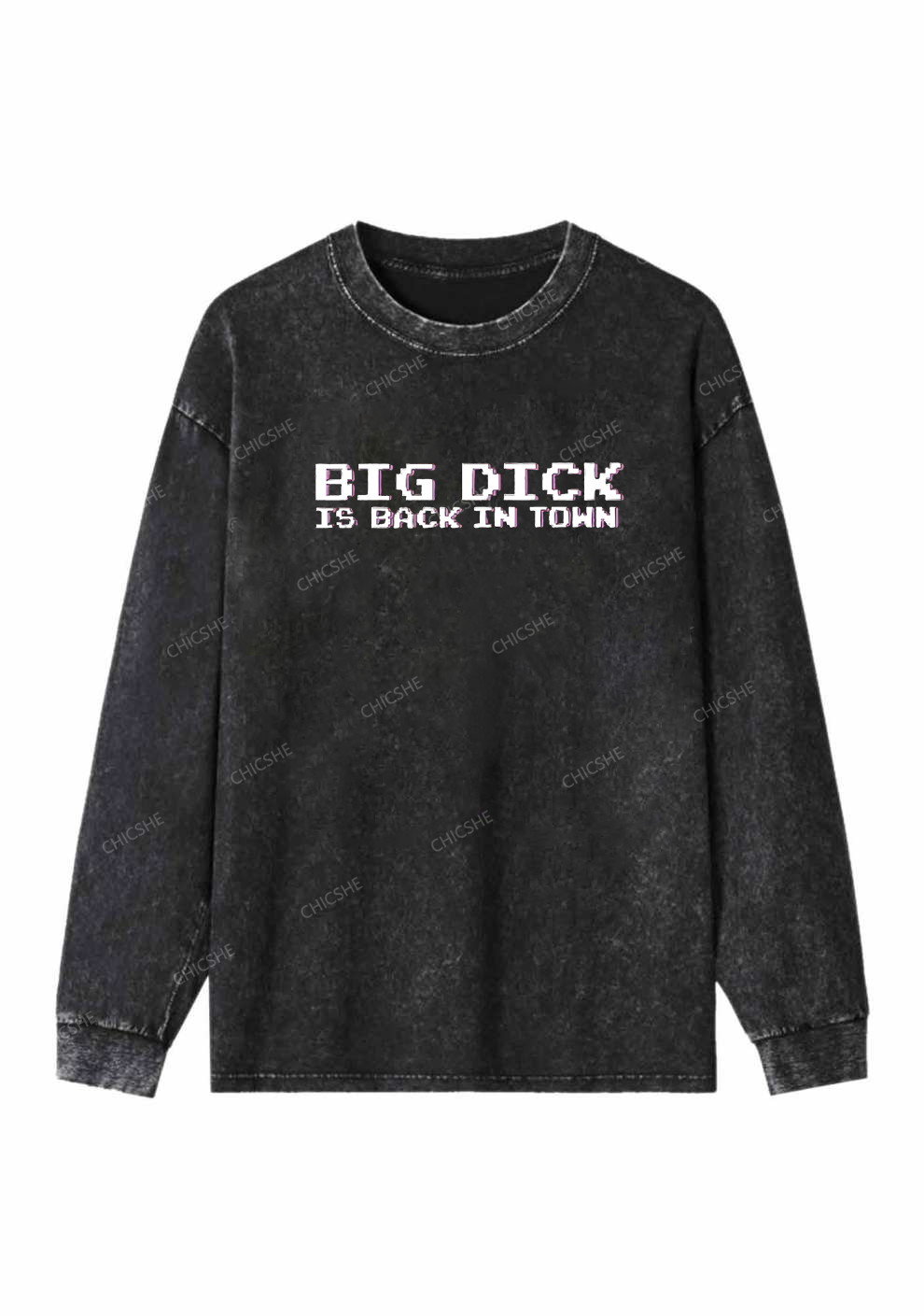 Big Is Back In Town Y2K Washed Long Sleeves Chicshe