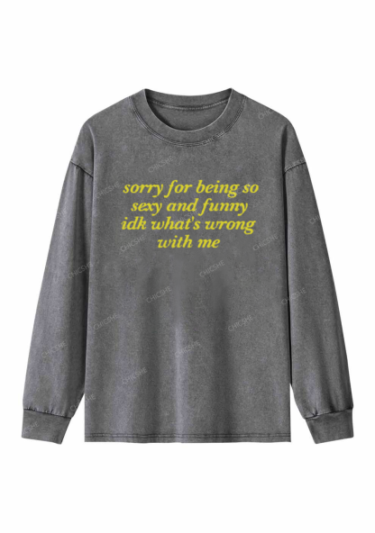 Sorry For Being So Funny Y2K Washed Long Sleeves Chicshe