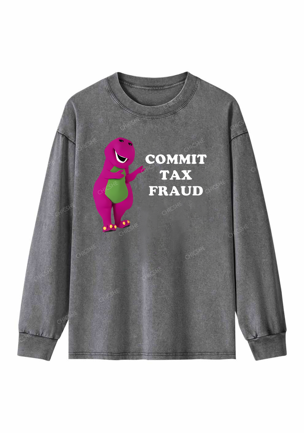 Commit Tax Fraud Y2K Washed Long Sleeves Chicshe