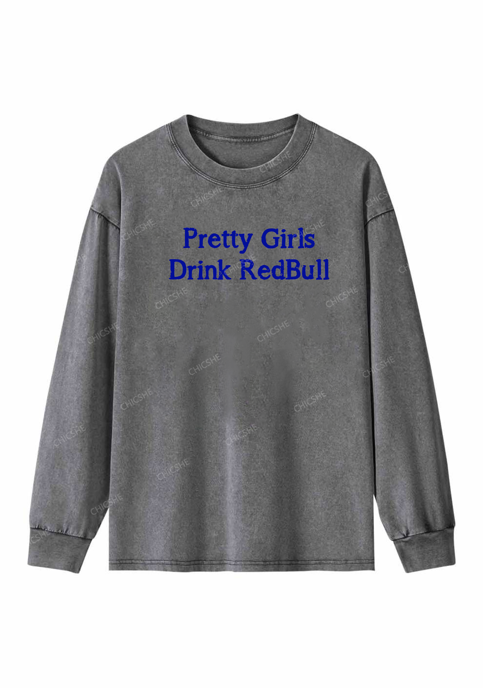 Pretty Girls Drink Redbull Y2K Washed Long Sleeves Chicshe