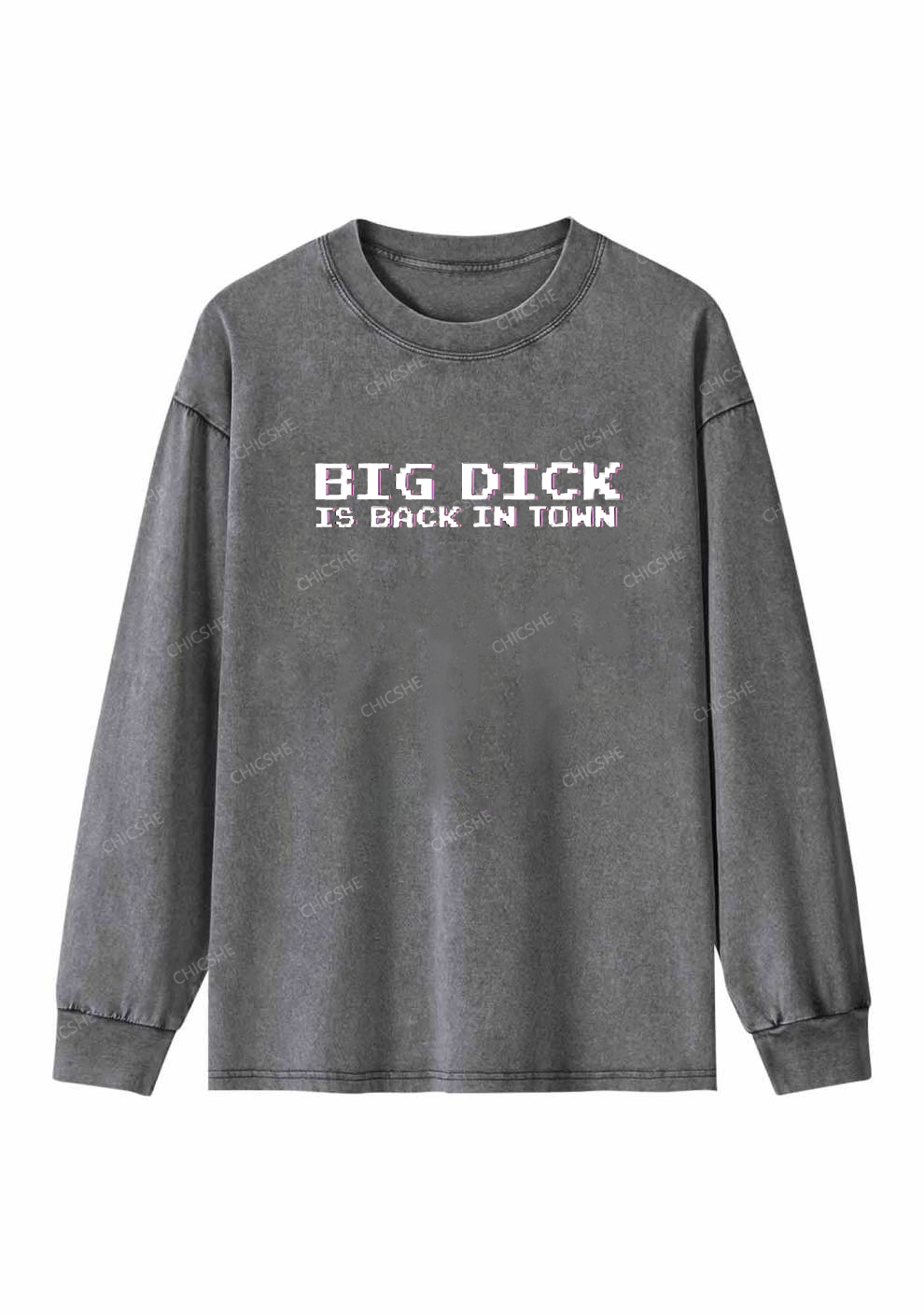 Big Is Back In Town Y2K Washed Long Sleeves Chicshe