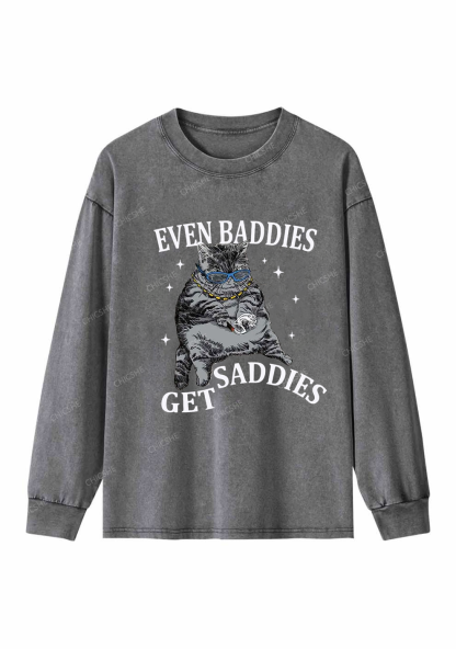 Even Baddies Get Saddies Y2K Washed Long Sleeves Chicshe