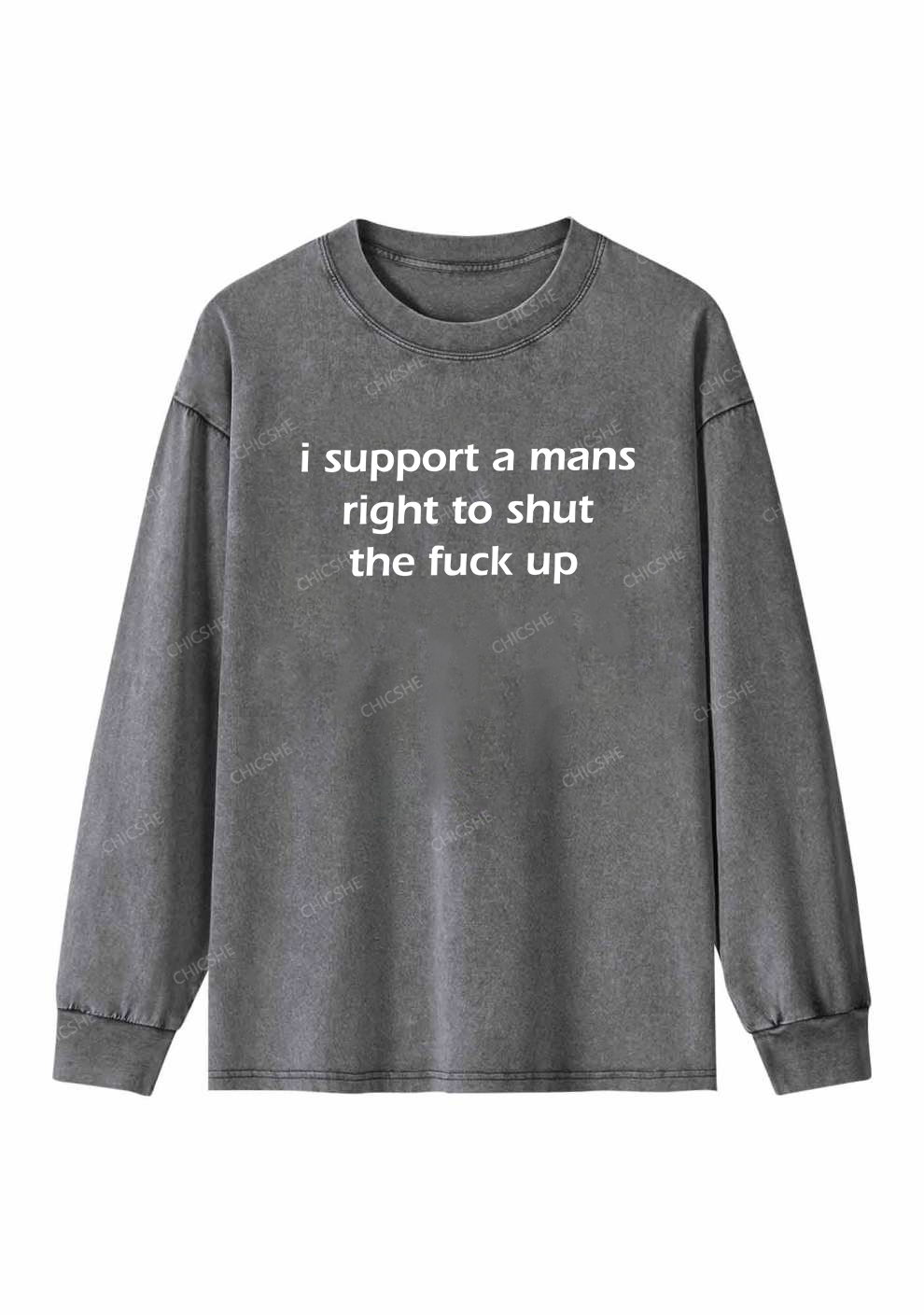 I Support A Mans Right Y2K Washed Long Sleeves Chicshe