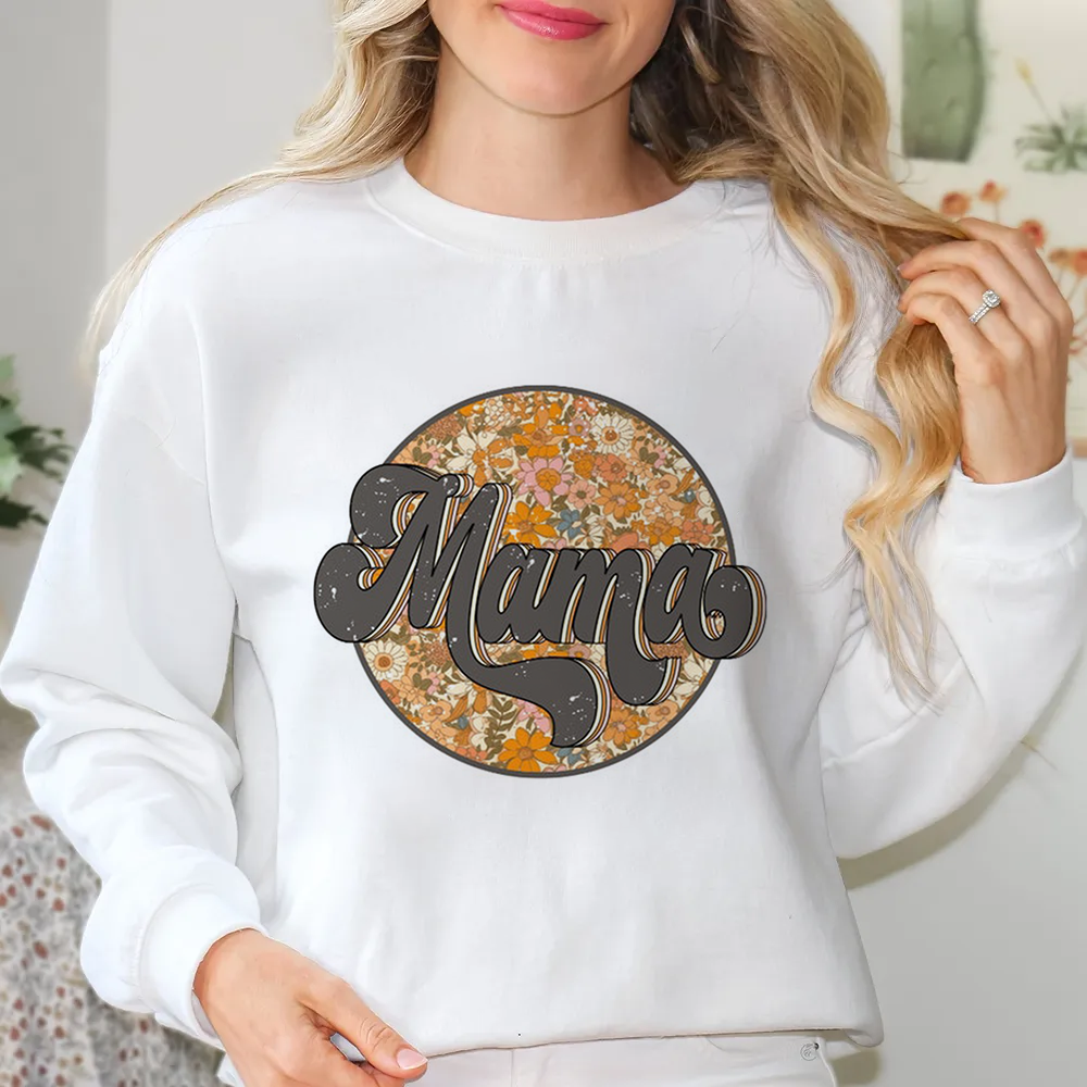 Mama Circle With Various Orange Flowers Sweatshirt