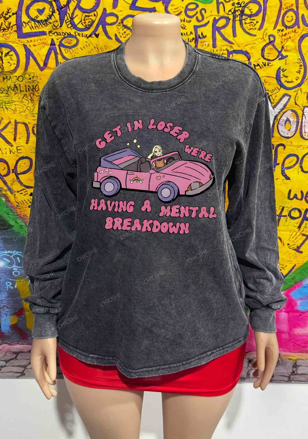 Get In The Car Y2K Washed Long Sleeves Chicshe