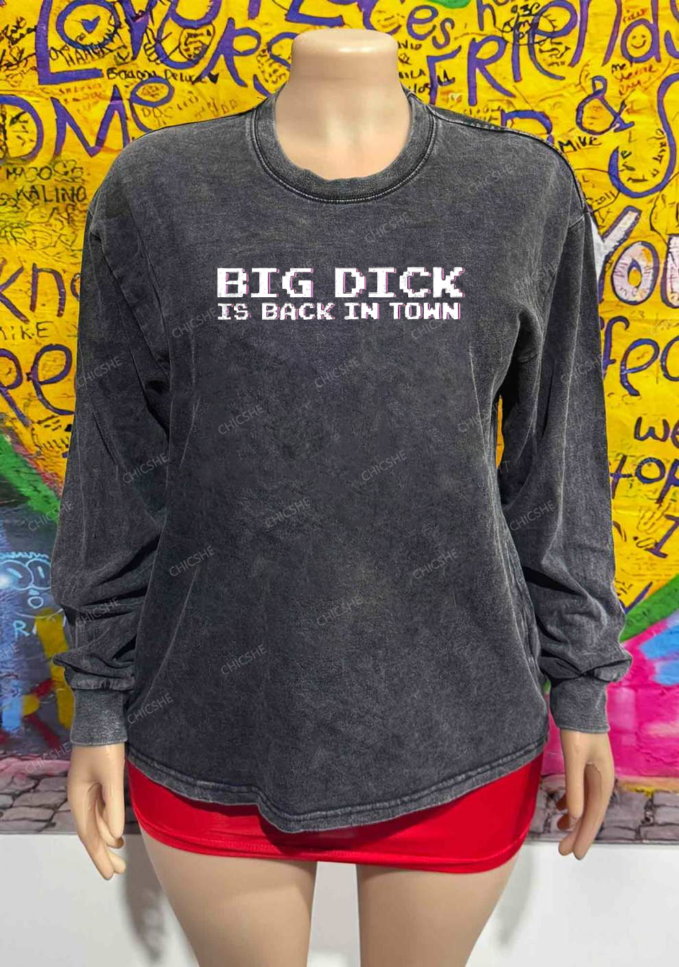 Big Is Back In Town Y2K Washed Long Sleeves Chicshe