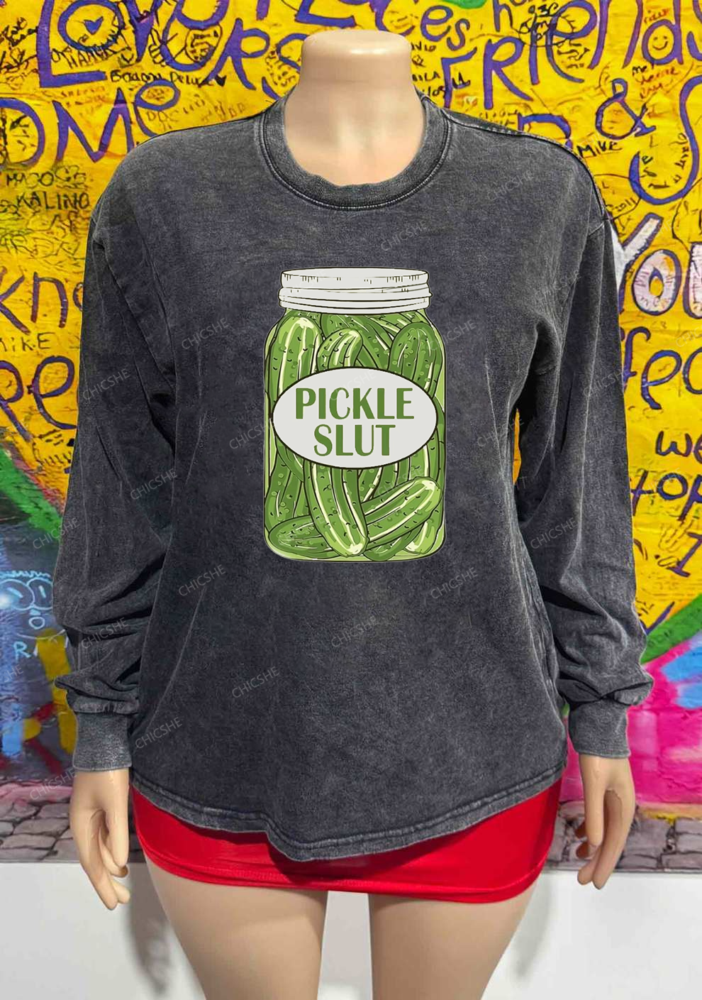 Pickle Slxt Y2K Washed Long Sleeves Chicshe