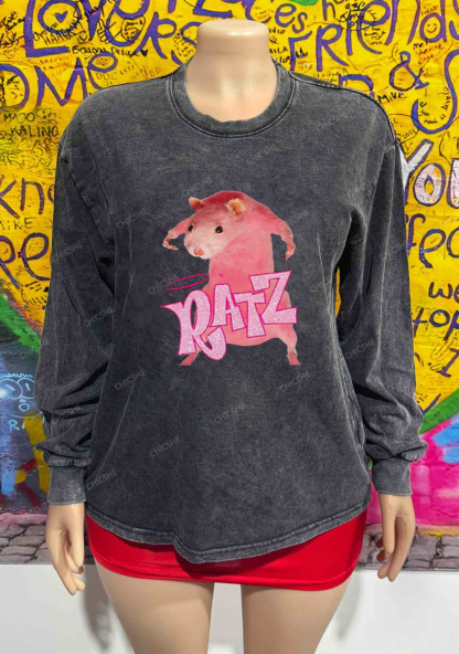 Pink Ratz Y2K Washed Long Sleeves Chicshe