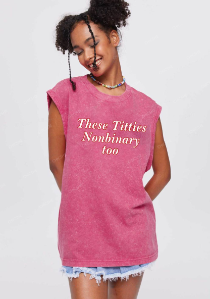 Txtties Nonbinary Too Y2K Washed Tank Chicshe