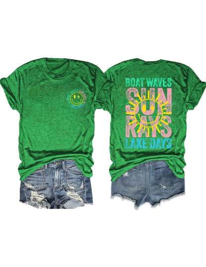Boat Waves Sun Rays Lake Days T-shirt