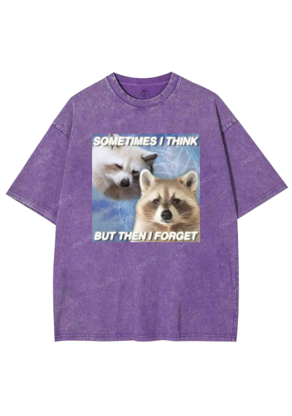 Raccoon Sometimes Think Y2K Washed Tee Chicshe