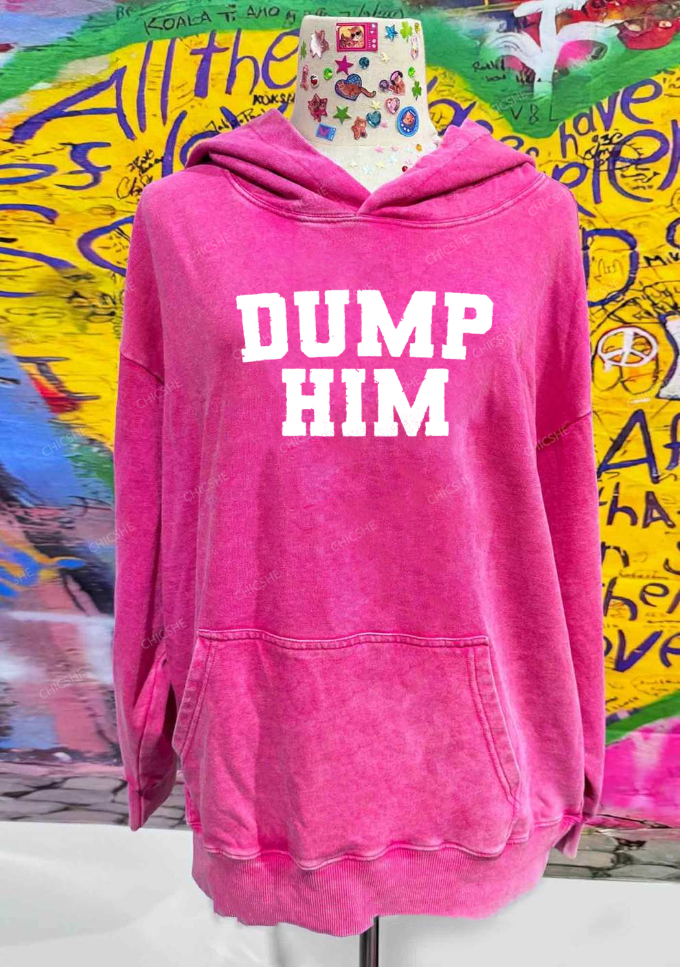 Dump Him Y2K Washed Hoodie Chicshe