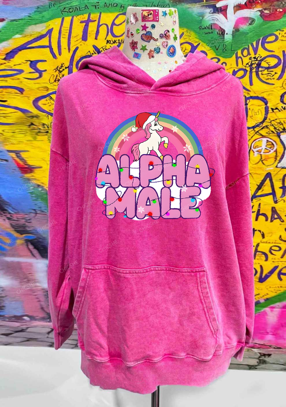 Christmas Alpha Male Y2K Washed Hoodie Chicshe