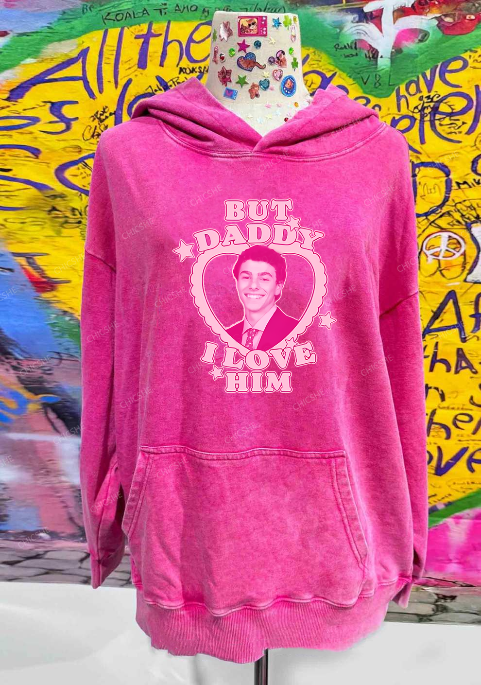 Daddy I Love Him Luigi Y2K Washed Hoodie Chicshe