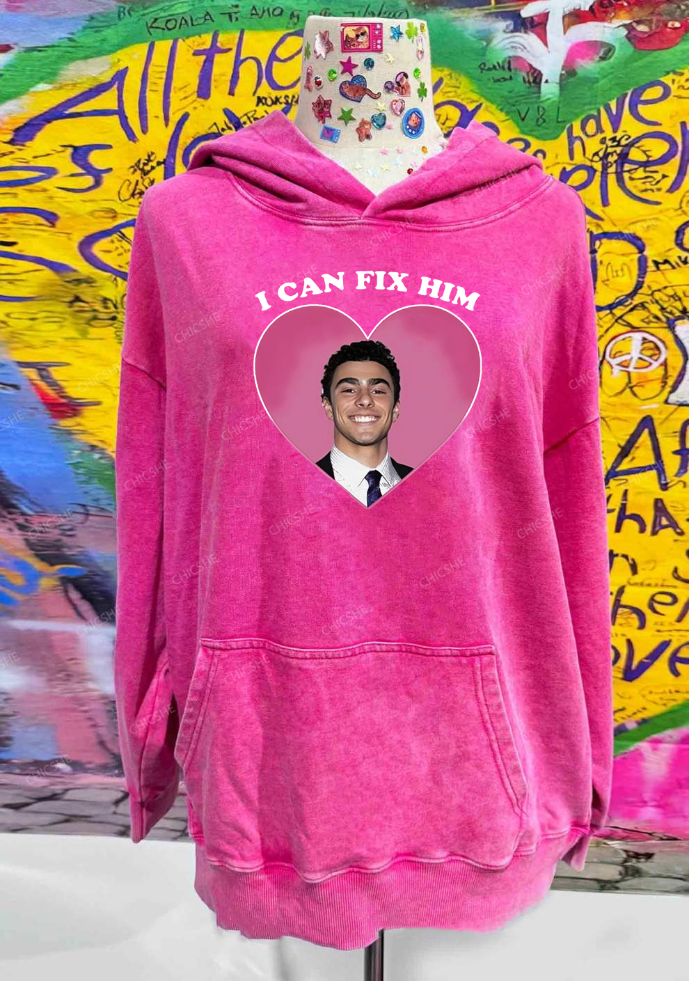 Fix Him Luigi Heart Y2K Washed Hoodie Chicshe