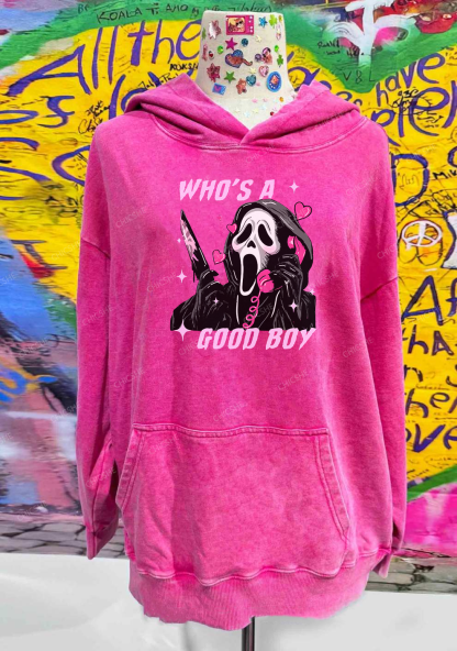 Who Is A Good Boy? Y2K Washed Hoodie Chicshe