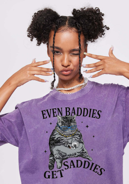 Even Baddies Get Saddies Y2K Washed Tee Chicshe