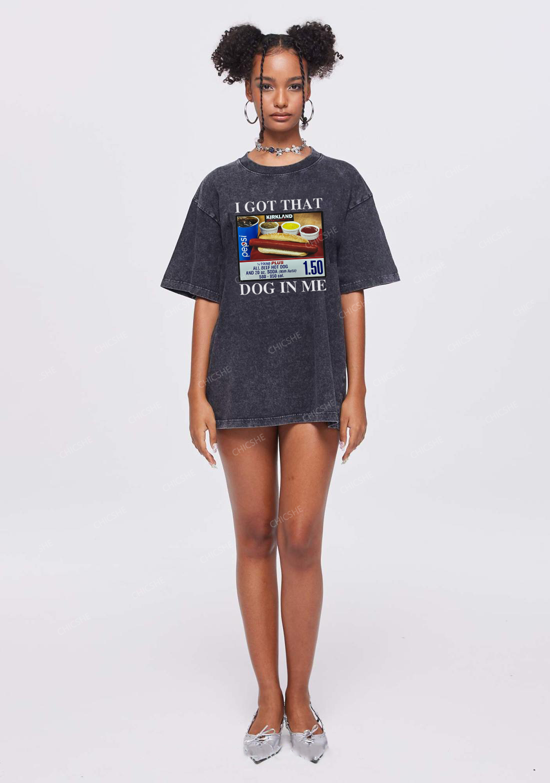 I Got That Hot Dog In Me Y2K Washed Tee Chicshe