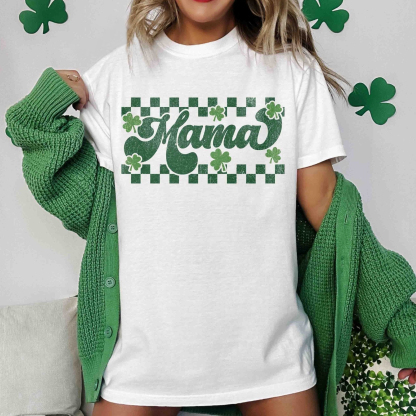 Retro Checkered St Patrick's Day Mama Daddy Shirts