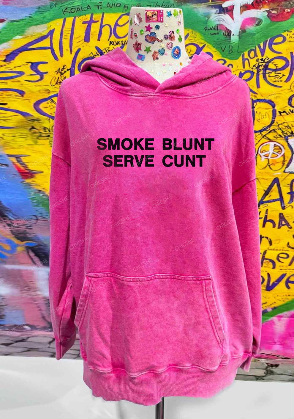 Smoke Blunt Y2K Washed Hoodie Chicshe