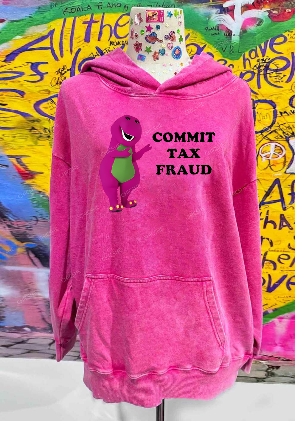 Commit Tax Fraud Y2K Washed Hoodie Chicshe