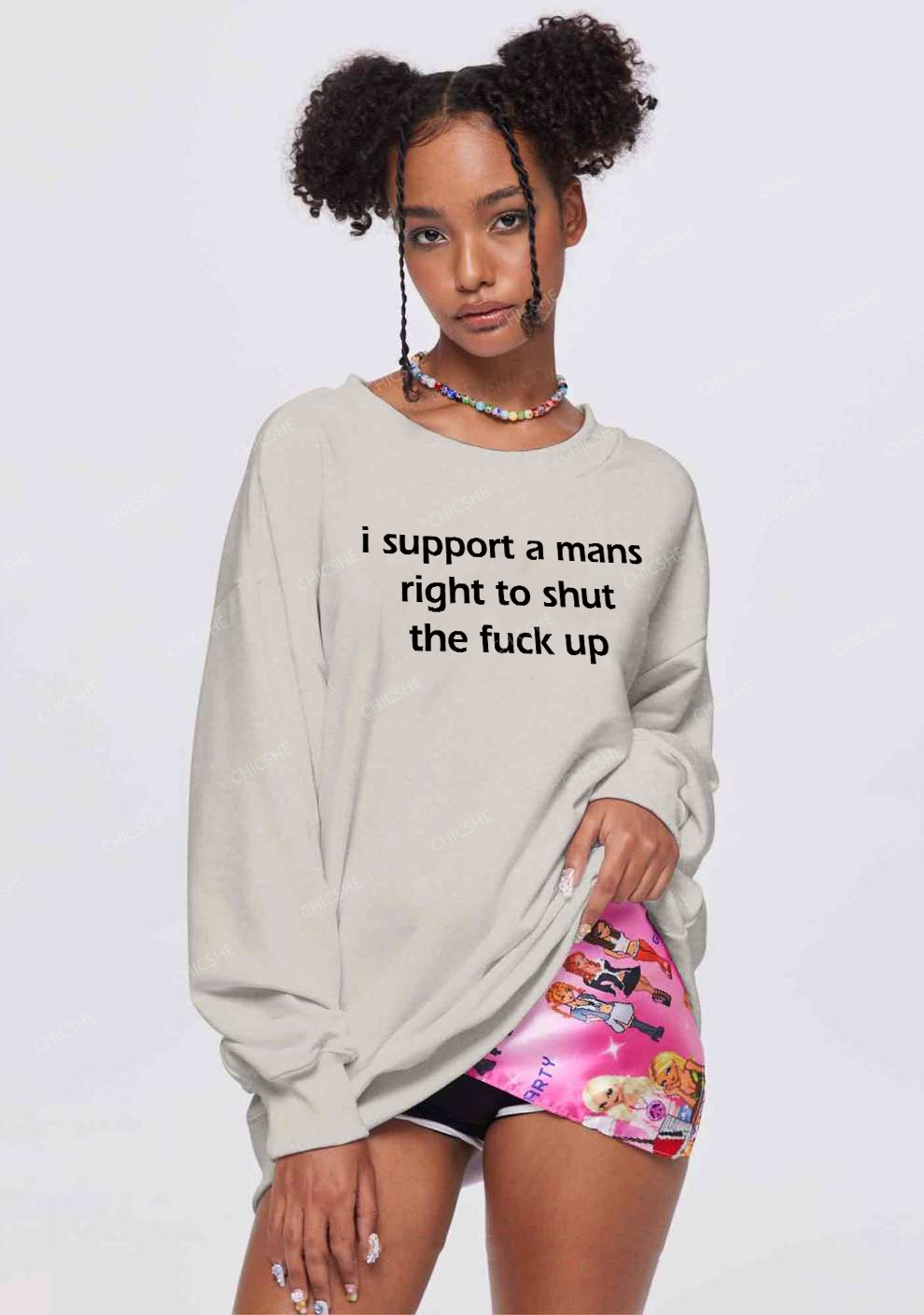 I Support A Mans Right Y2K Washed Sweatshirts Chicshe