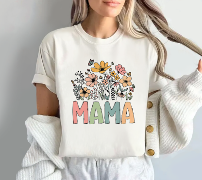 Flowers And Butterflies Mama T-shirt