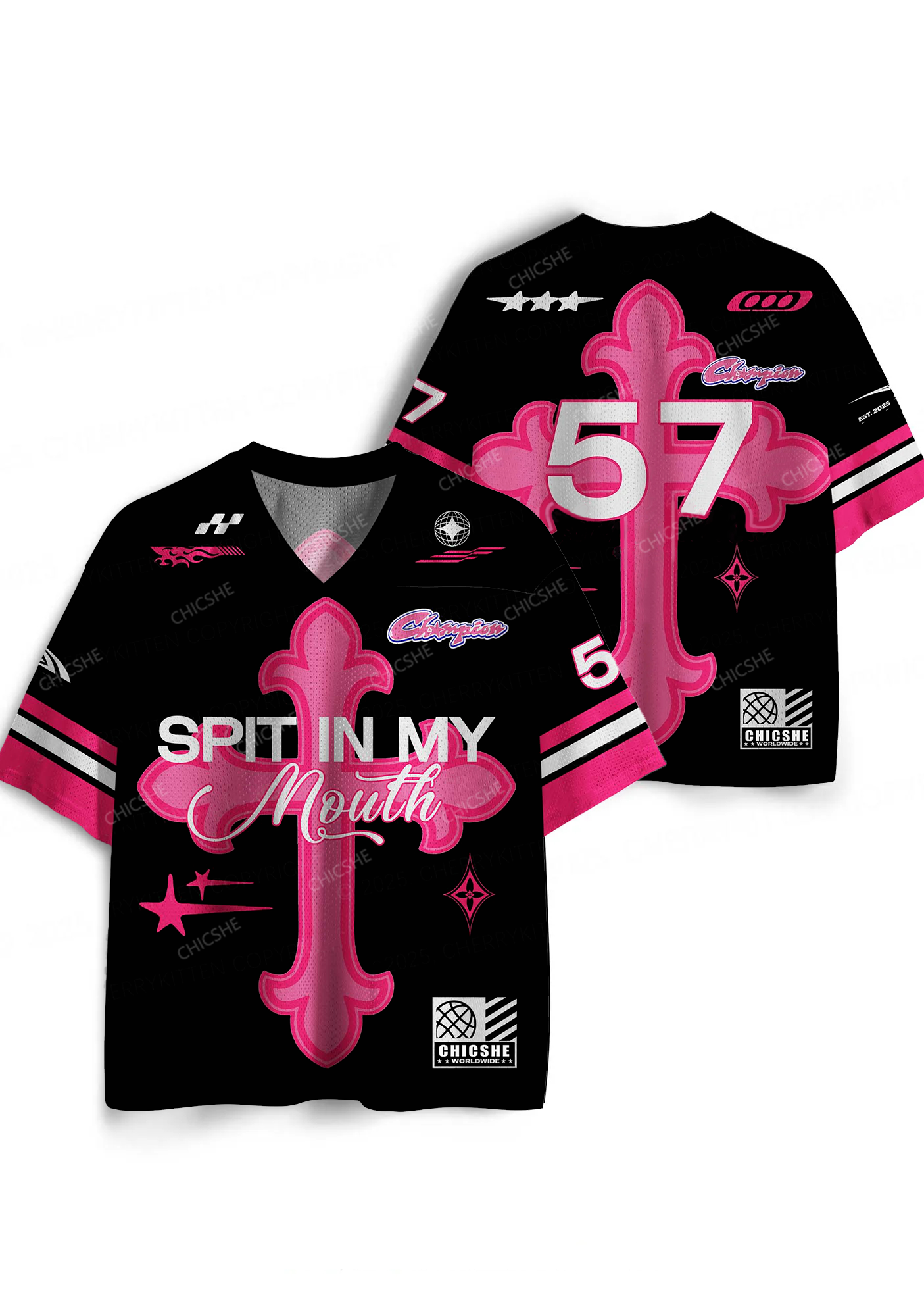 Custom Pink Cross Y2K Sport Jersey Shirts Chicshe