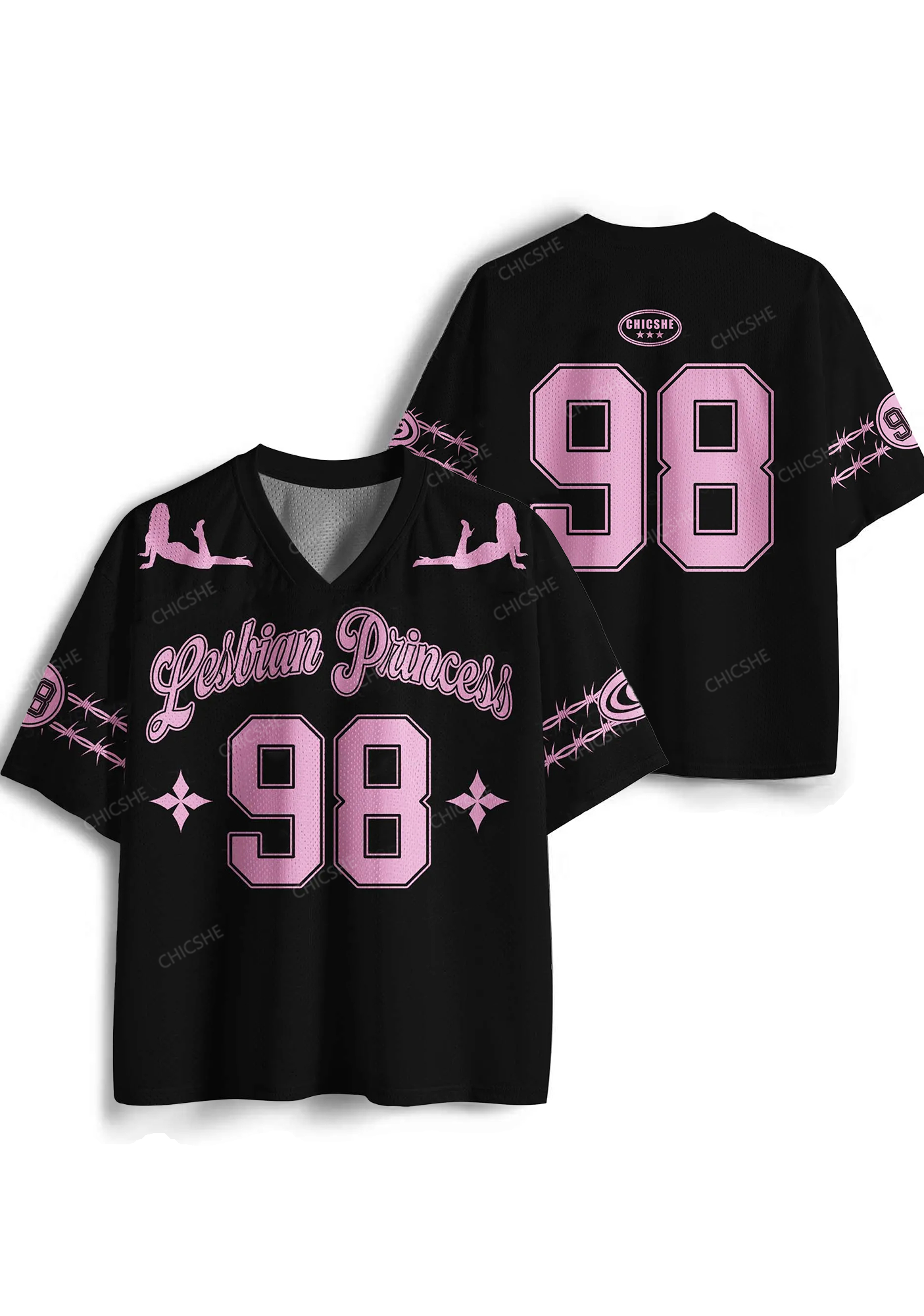 Custom Pink Lesbian Princess Pride Y2K Sport Jersey Shirts Chicshe