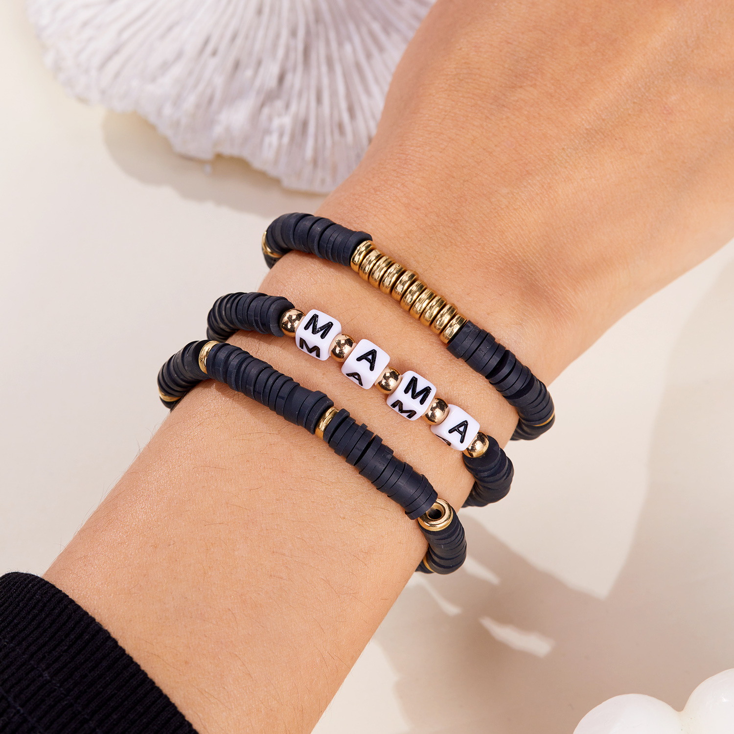 Polymer Clay Handmade Woven Bracelet For Mama