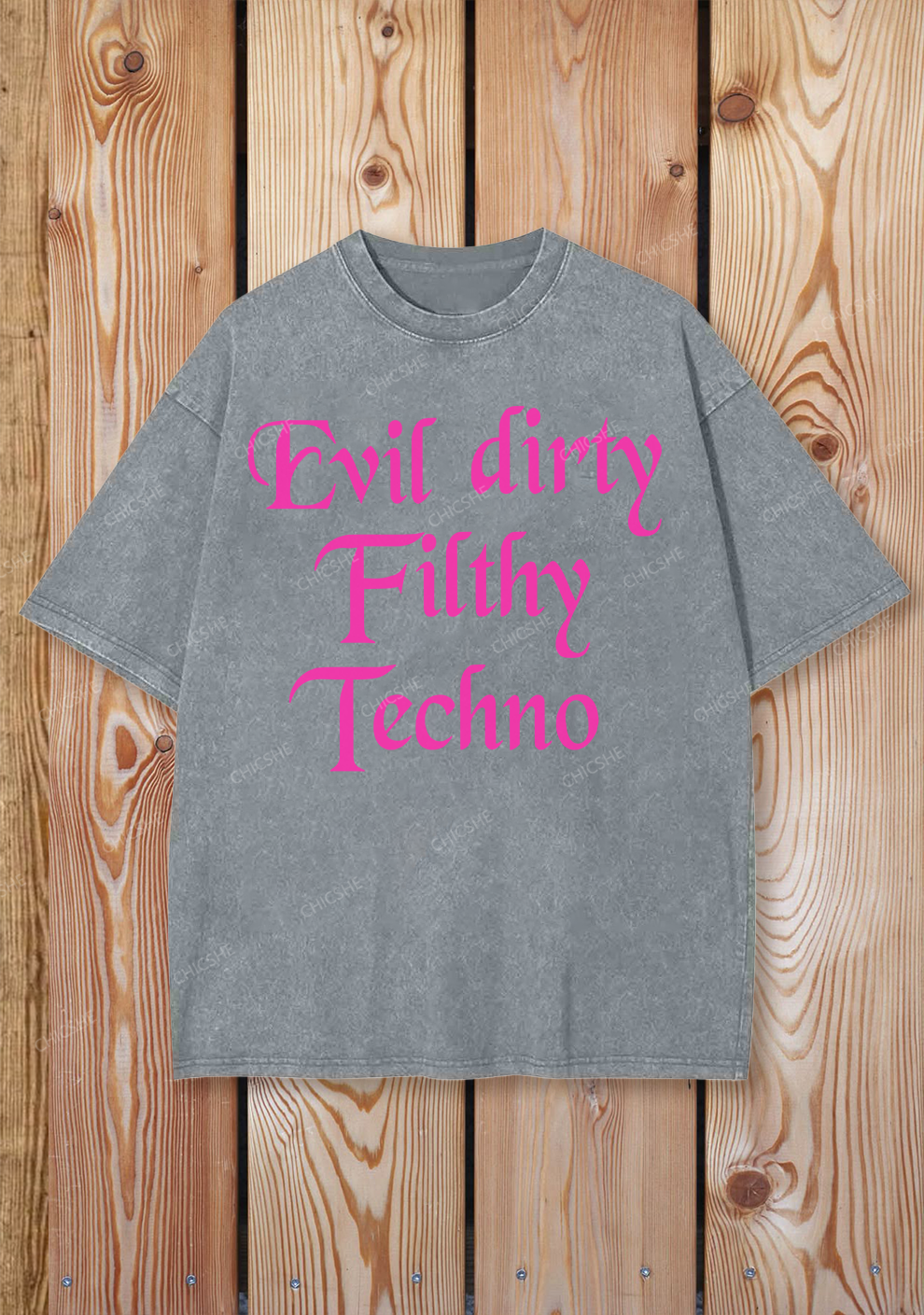 Evil Dirty Filthy Techno Y2K Shirts Washed Tee Chicshe