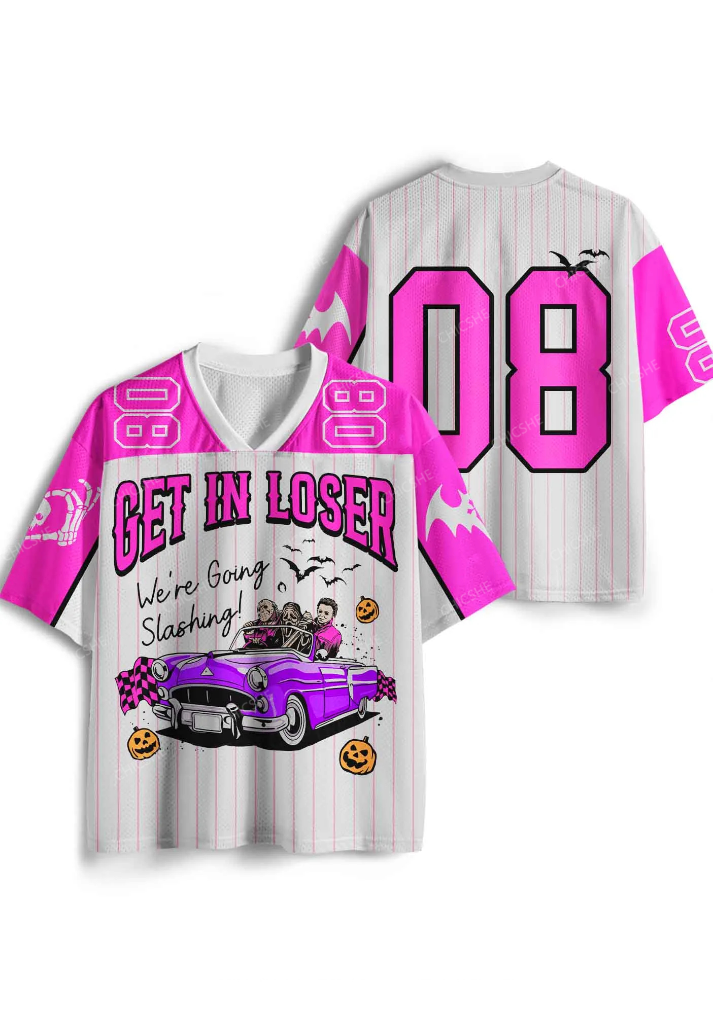 Halloween Custom White Going Slashing Y2K Sport Jersey Shirts Chicshe