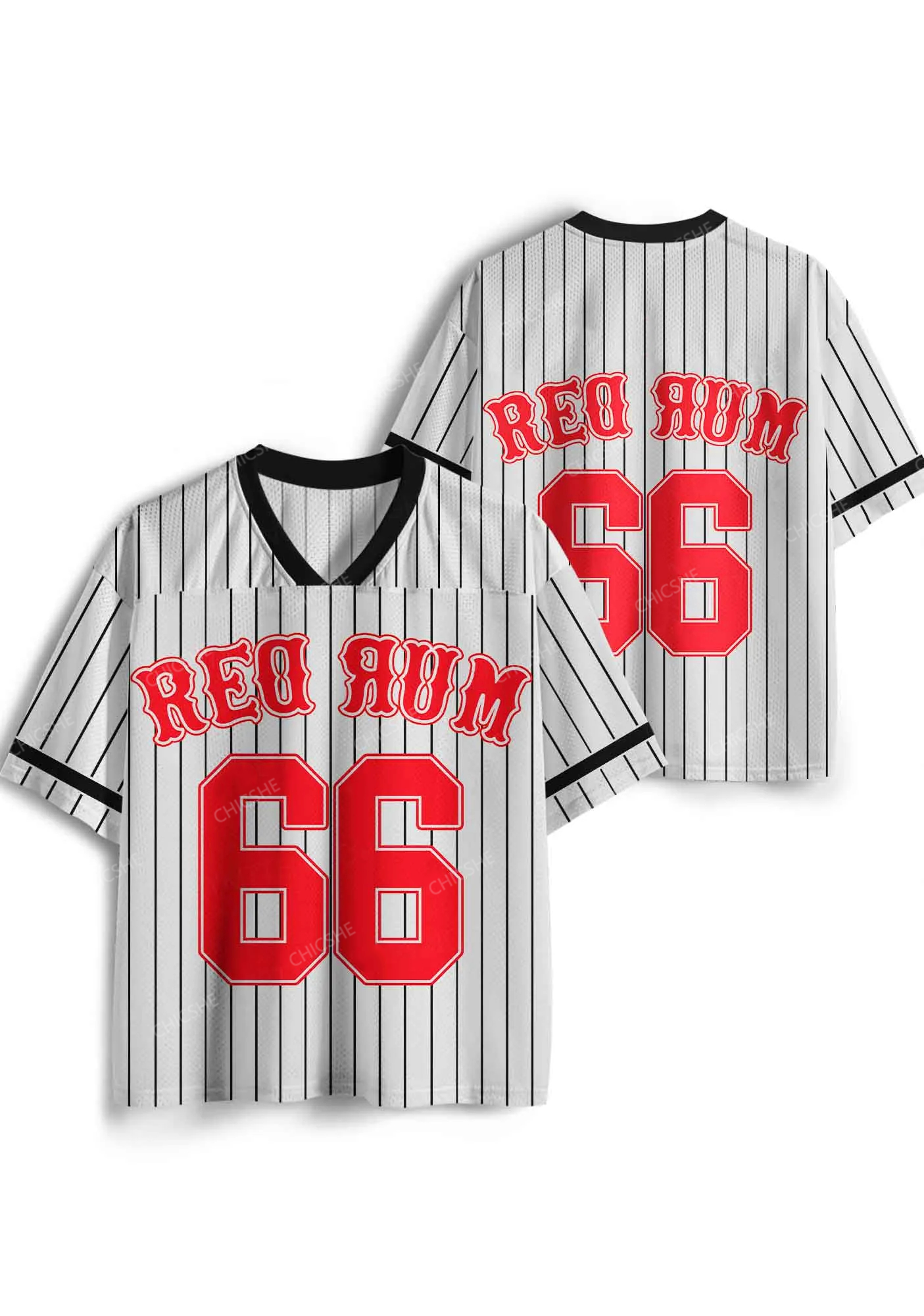 Custom Striped Red Rum Y2K Sport Jersey Shirts Chicshe