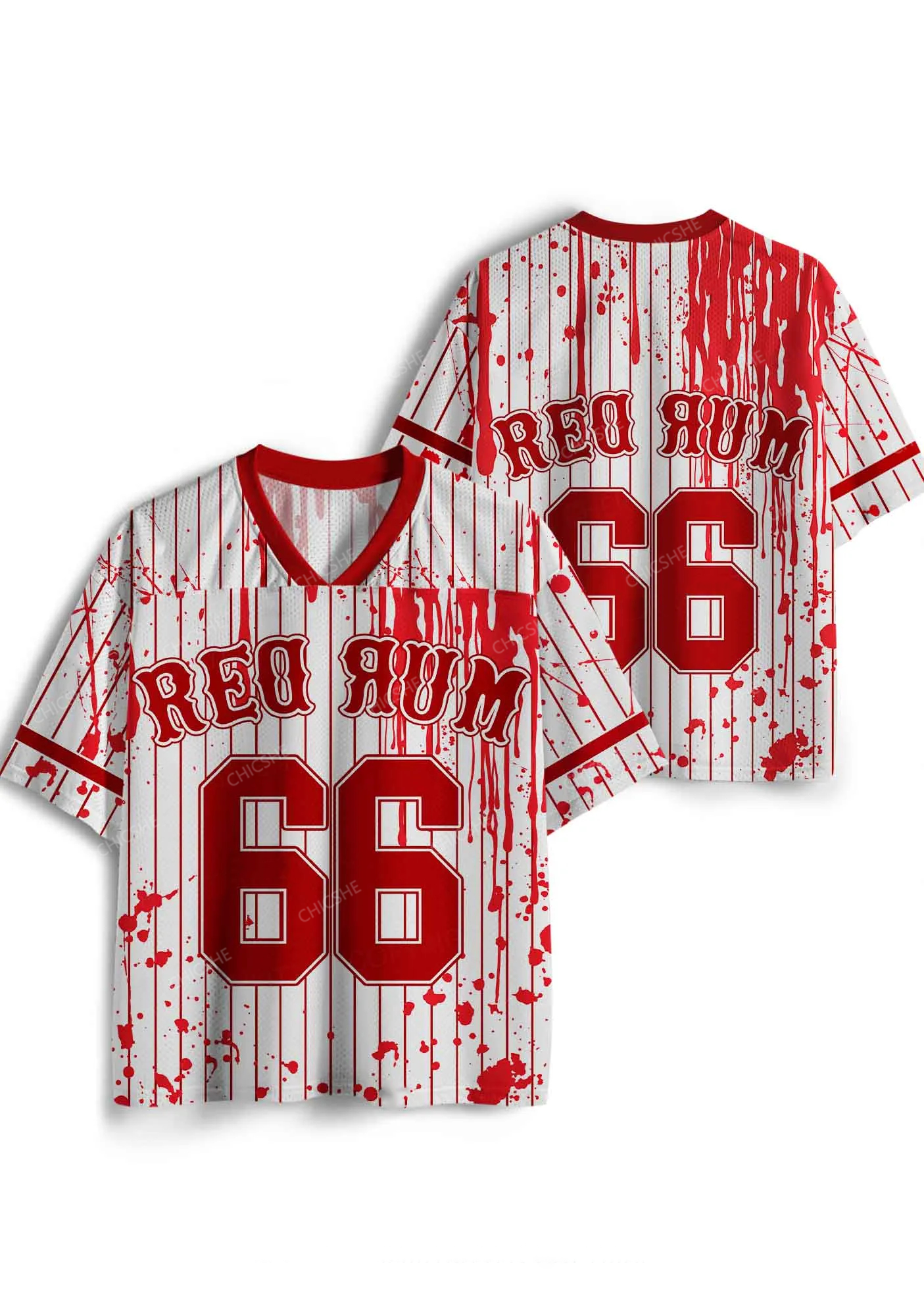 Halloween Custom Red Rum Blood Y2K Sport Jersey Shirts Chicshe