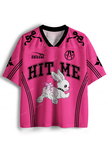 Custom Hit Me White Bunny Y2K Sport Jersey Shirts Chicshe