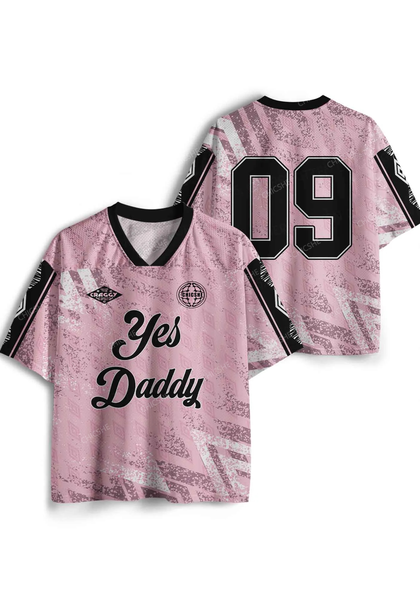 Custom Pink Yes Daddy Y2K Sport Jersey Shirts Chicshe